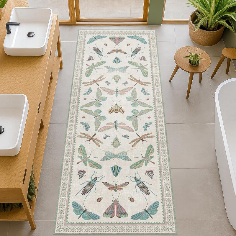 Commercial Printing Machine - Insect Butterfly Dragonfly Print Runner Rug