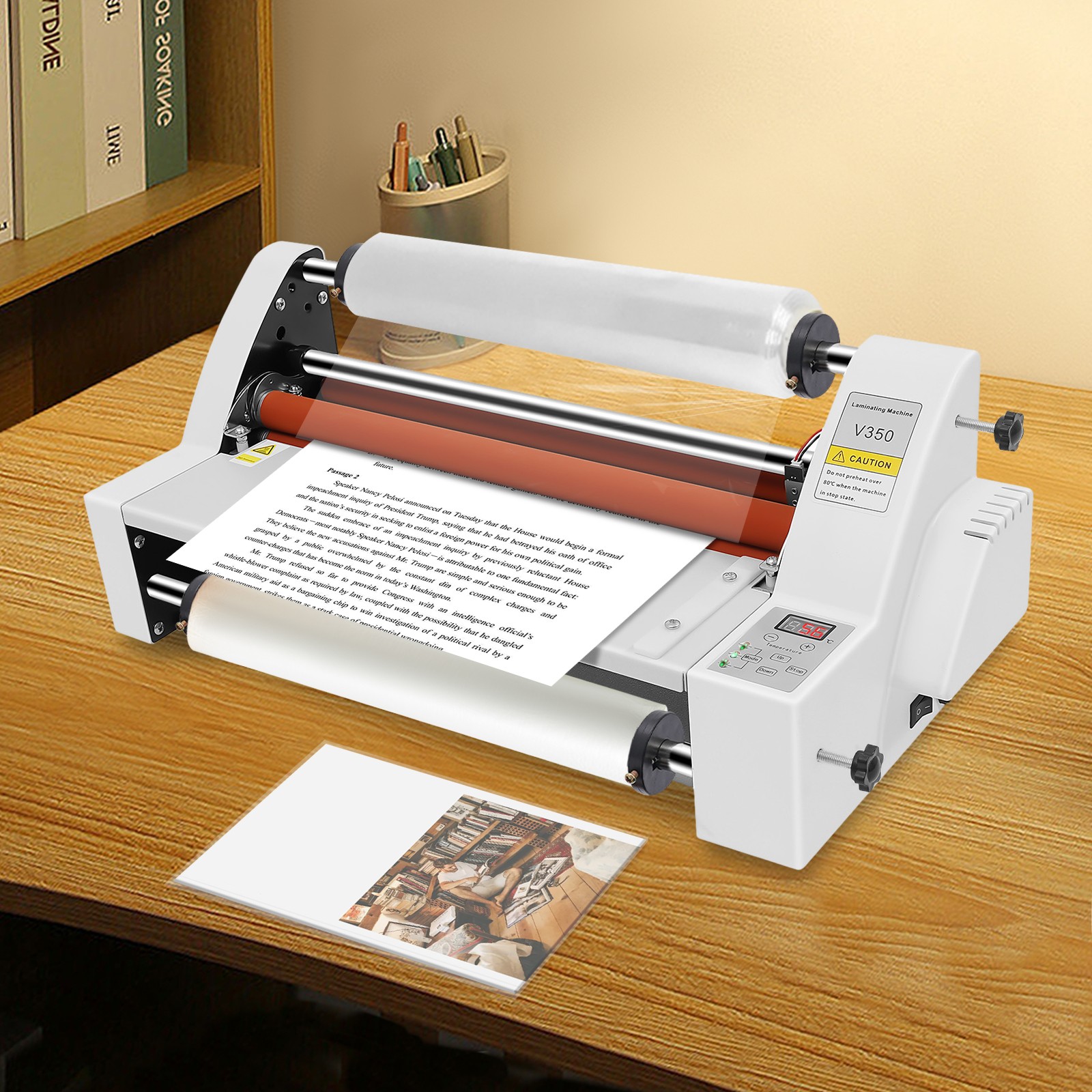 Commercial Printing Photoshop - 110V V350 Enkelzijdige dubbelzijdige warm-koud rol-lamineermachine
