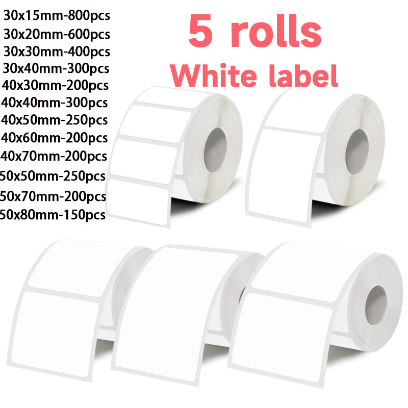 Commercial Printing Machine - 5 rollen witte labelstickers, 30 mm/40