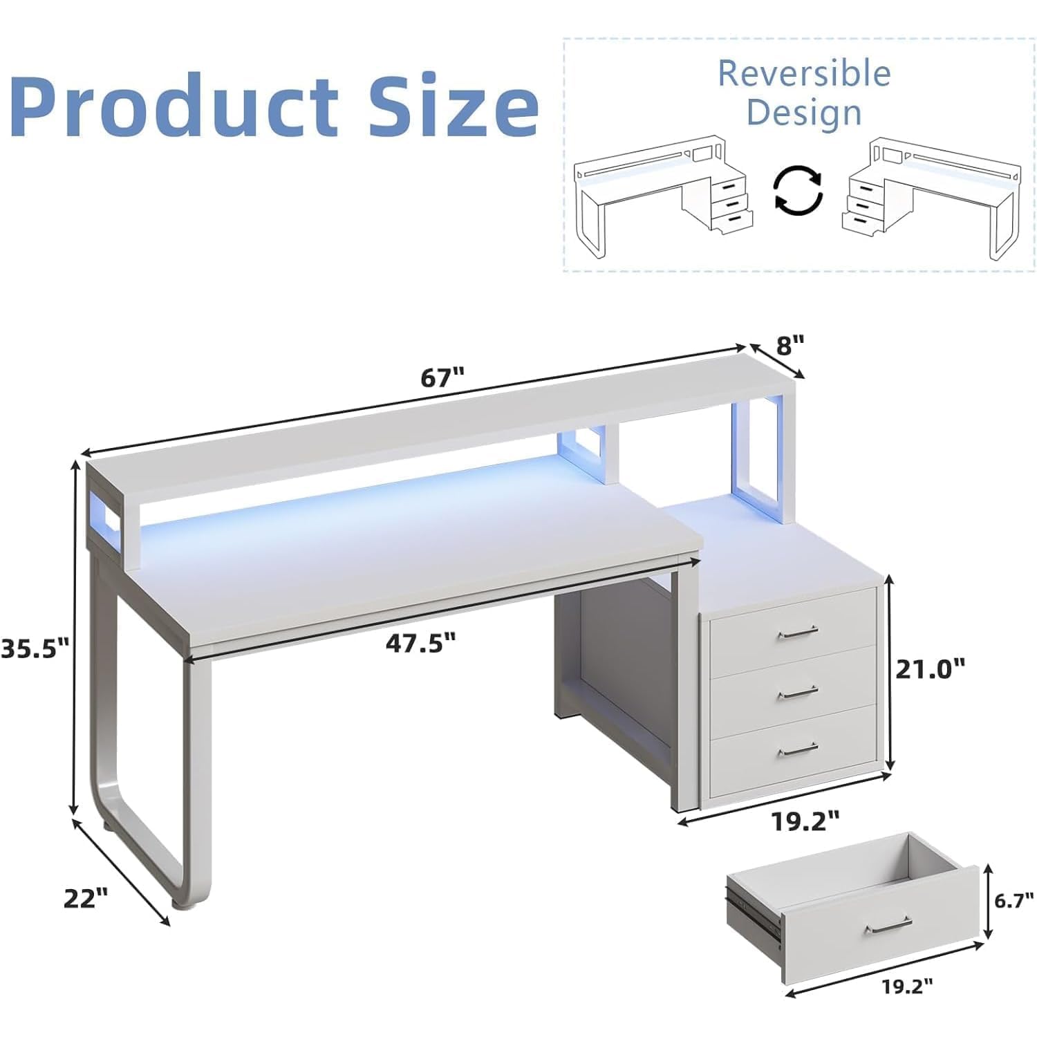 67 inch wit bureau met 3 laden - Commercial Printer recensie en prijs