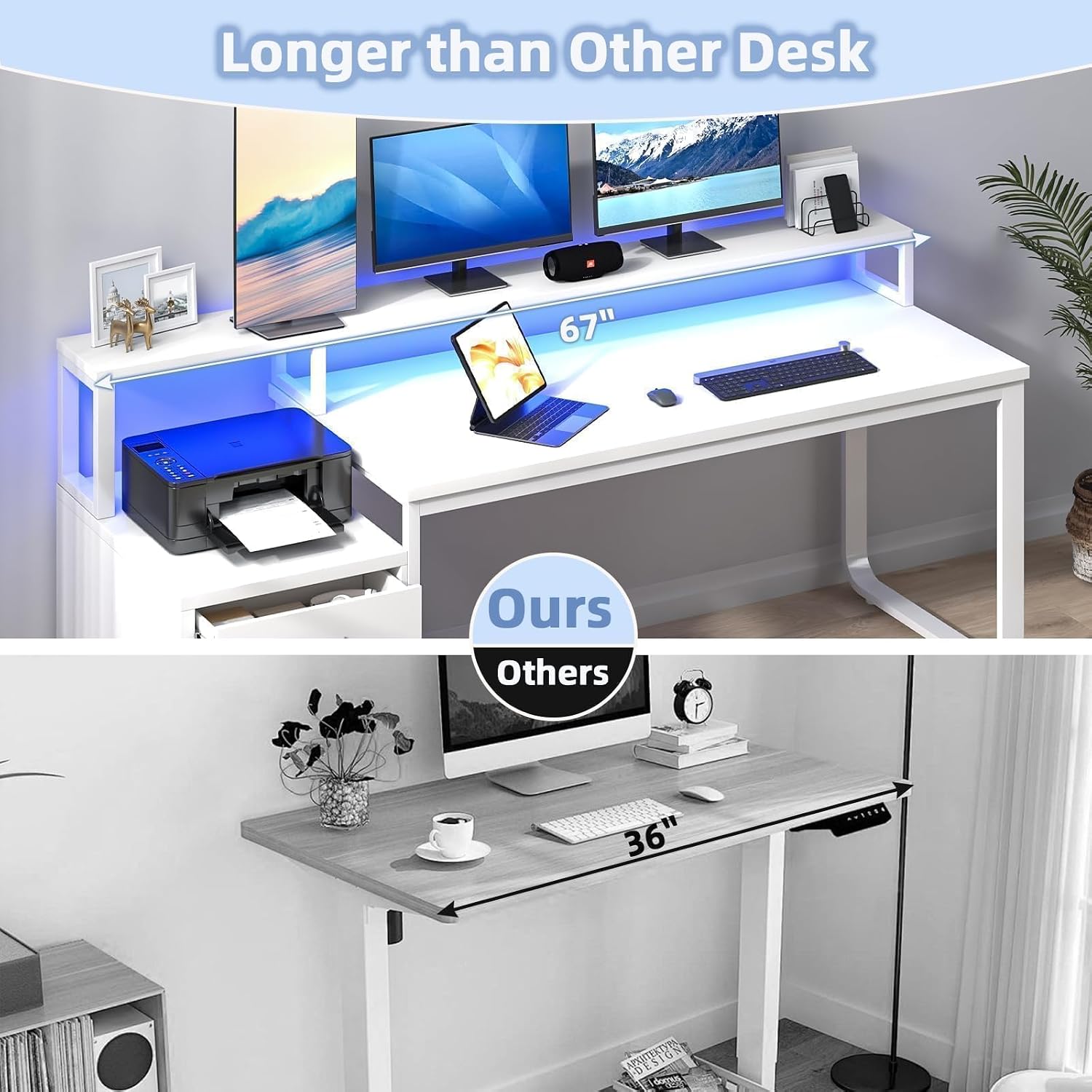 67 inch wit bureau met 3 laden - Commercial Printer recensie en prijs