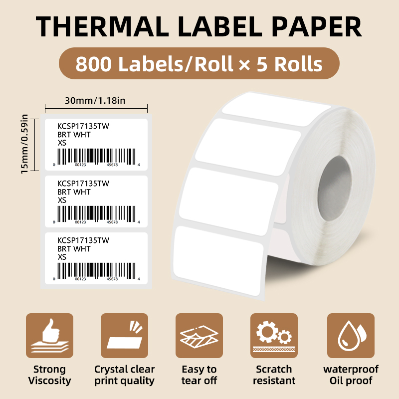 5 rollen witte labelstickers,  - Commercial Printing Machine recensie en prijs